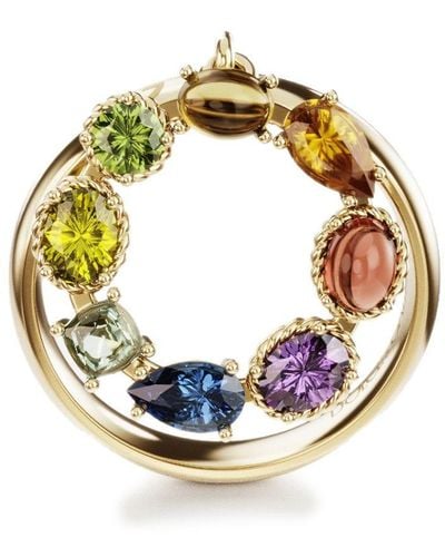 Dolce & Gabbana Rainbow alphabet O ring in yellow gold with multicolor fine gems - Mettallic