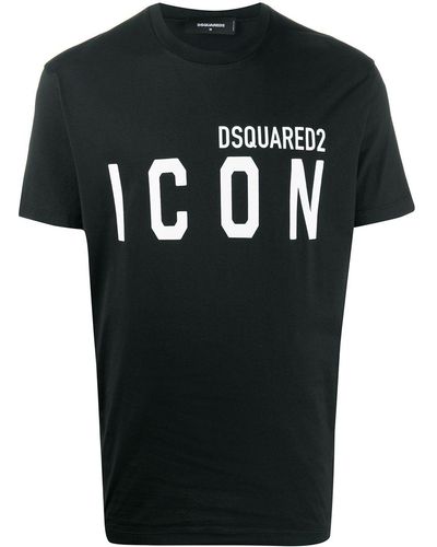 DSquared² Camiseta con estampado Icon y cuello redondo - Negro