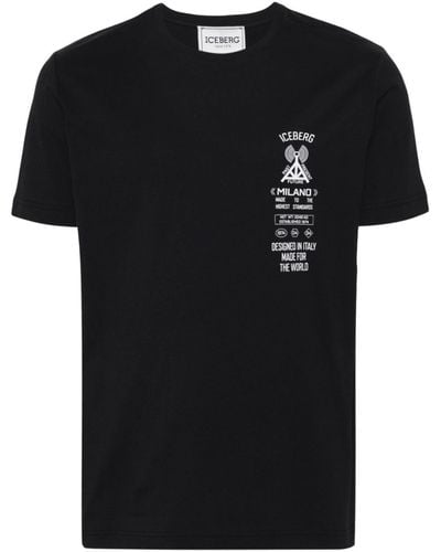 Iceberg T-shirt en coton à logo imprimé - Noir