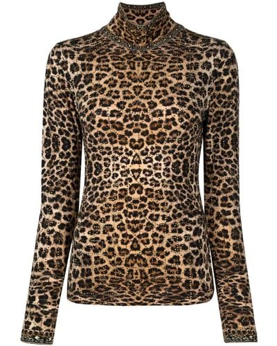 Camilla Soul of a Star Gazer T-Shirt mit Leoparden-Print - Braun
