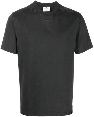 Courreges Logo-patch Cotton T-shirt - Black