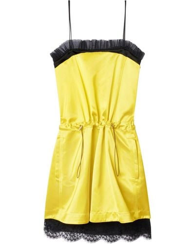 Off-White c/o Virgil Abloh Lace-trim Duchess Satin Weave Minidress - Yellow