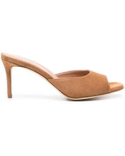 SCAROSSO 75mm Lohan Suede Mules - Natural