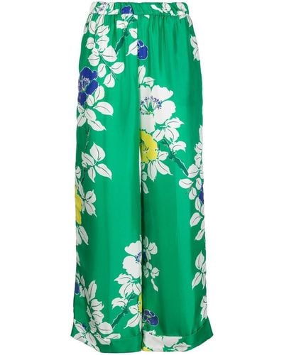 P.A.R.O.S.H. Pantalones anchos con estampado floral - Verde