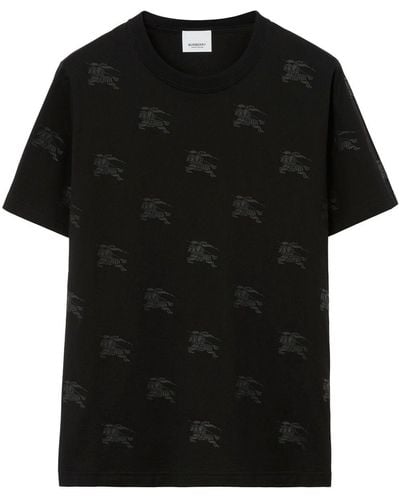 Burberry Camiseta con estampado Equestrian-Knight - Negro
