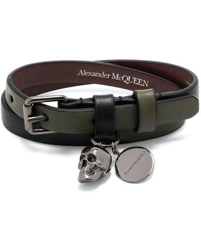 Alexander McQueen Armband mit Totenkopfanhänger - Schwarz