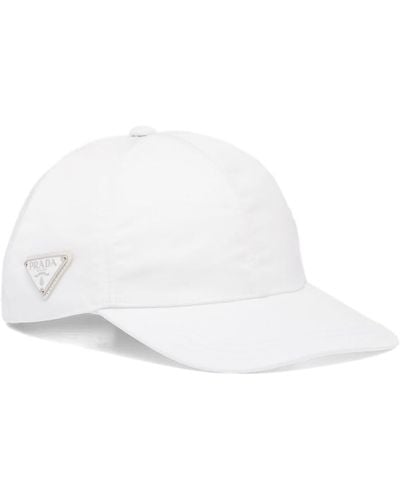 Prada Triangle-logo Cap - White