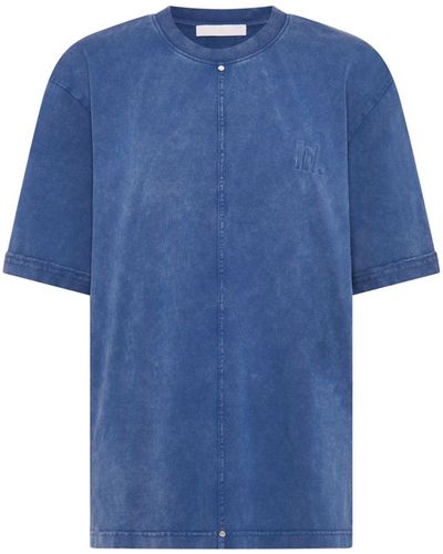 Dion Lee T-shirt en coton à logo embossé - Bleu