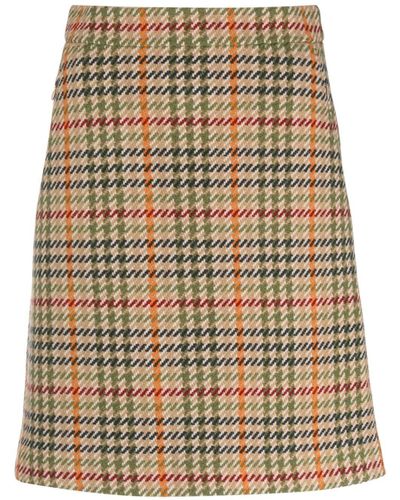 Akris Check-print Virgin-wool Skirt - Natural