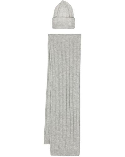 Tommy Hilfiger Ribbed-knit Scarf And Beanie Set - White