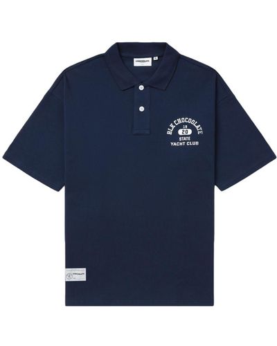 Chocoolate Logo-print Cotton Polo Shirt - Blue