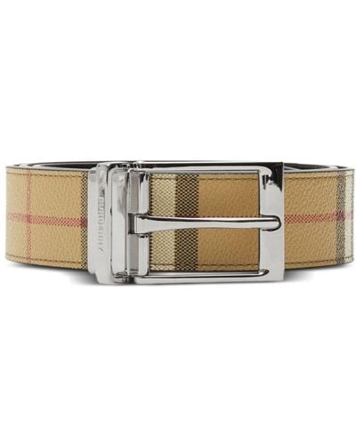 Burberry Reversible Checked Belt - Natural