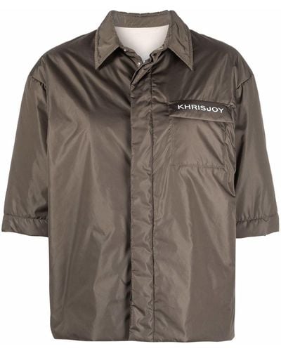 Khrisjoy Dark Green Logo-print Short-sleeved Shirt Jacket - Multicolour