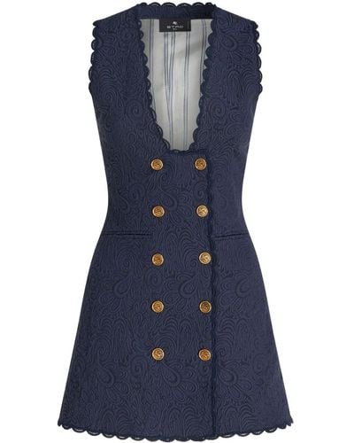 Etro Paisley-jacquard Long Waistcoat - Blue