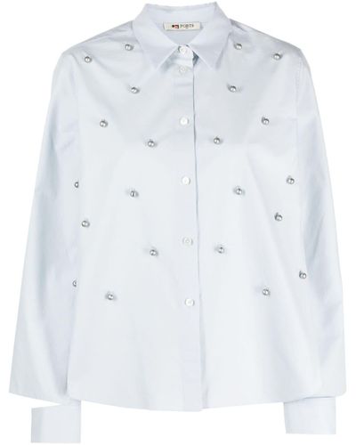 Ports 1961 Bead-detail Cotton Shirt - White