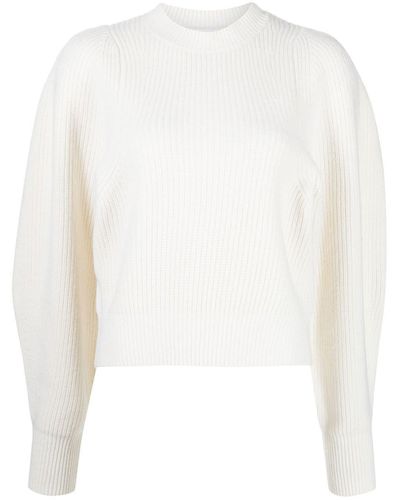 Enfold Ribbed Balloon-sleeve Sweater - White