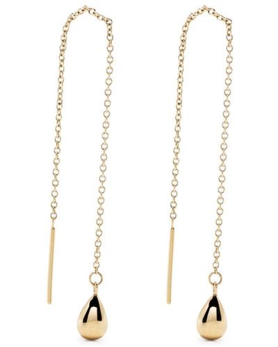 The Alkemistry 18kt Yellow Gold Pear Drop Threader Earrings - White