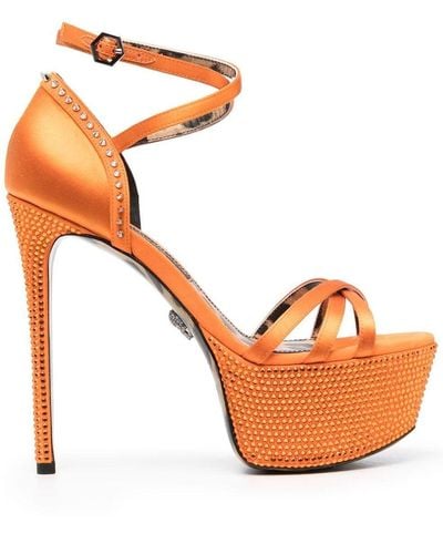 Philipp Plein Sandalias de plataforma con adornos - Naranja