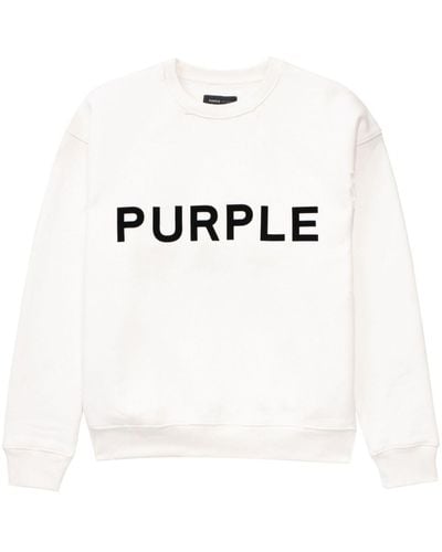 Purple Brand Logo-print Cotton Sweatshirt - White