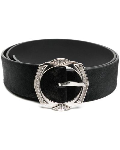 Madison Maison Crystal-embellished Leather Belt - Black