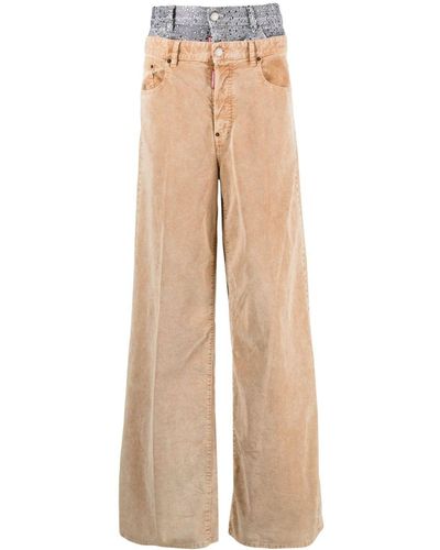 DSquared² Crystal-embellished Double-layer Pants - Natural