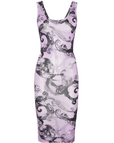 Versace Baroccoflage-print Mini Dress - Purple