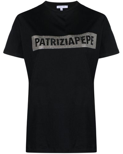 Patrizia Pepe Camiseta con apliques de strass - Negro