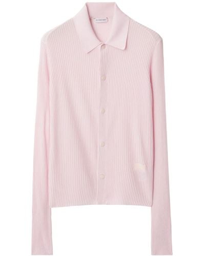 Burberry Buttoned Ribbed Cardigan - Pink
