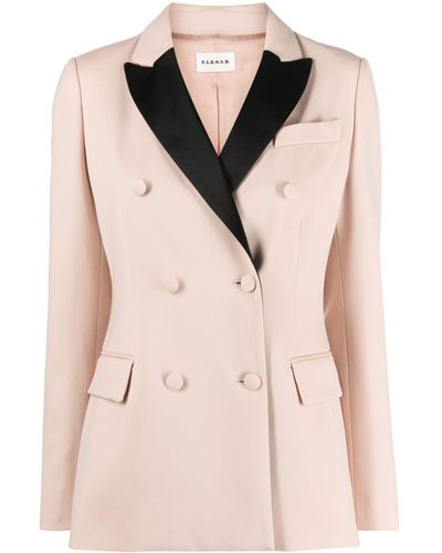 P.A.R.O.S.H. Blazer mit Kontrastrevers - Natur