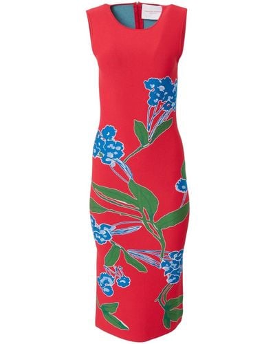 Carolina Herrera Floral-jacquard Midi Dress - Red