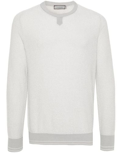 Canali Terrycloth Long-sleeve Sweater - White