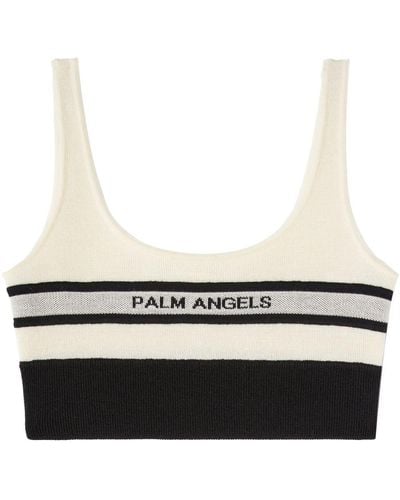 Palm Angels Top con logo en intarsia - Blanco