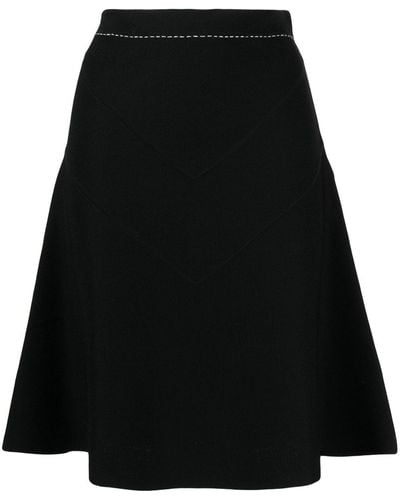 Paule Ka Contrasting-stitch Midi Skirt - Black