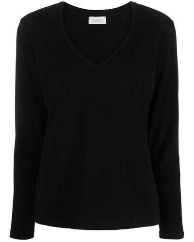Mazzarelli V-neck Long-sleeve T-shirt - Black