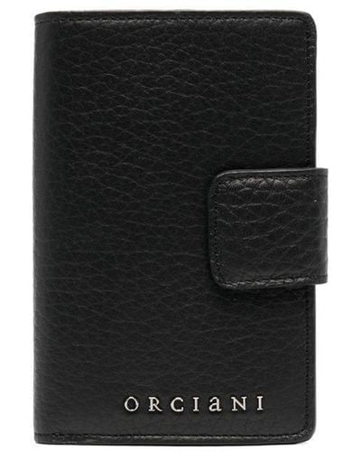 Orciani Pebble-leather Foldover Wallet - Black