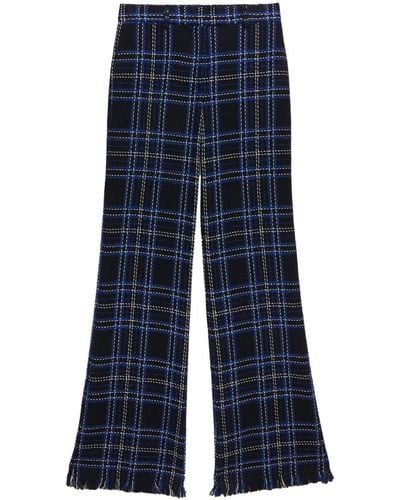 MSGM Checked-panel Cotton Trousers - Blue