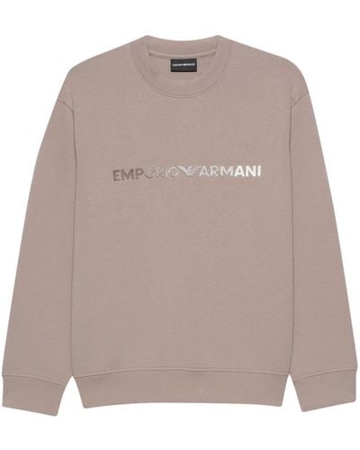 Emporio Armani Sweatshirt mit Logo-Stickerei - Braun
