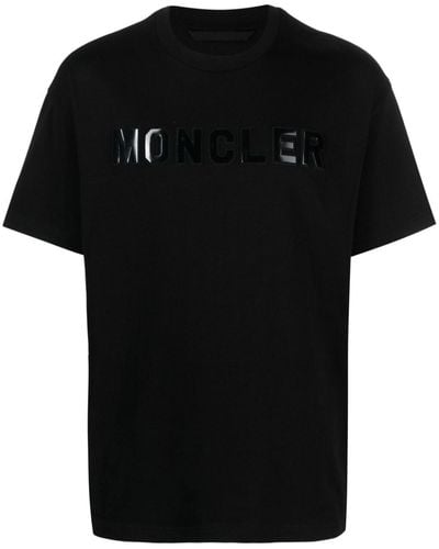 Moncler T-shirt en coton à logo appliqué - Noir