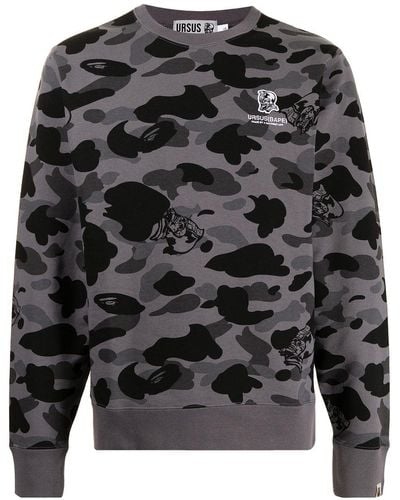 A Bathing Ape Camouflage-print Cotton Sweatshirt - Gray