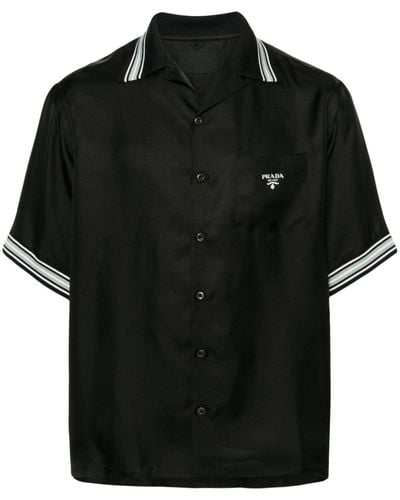 Prada Logo-print Silk Shirt - Black