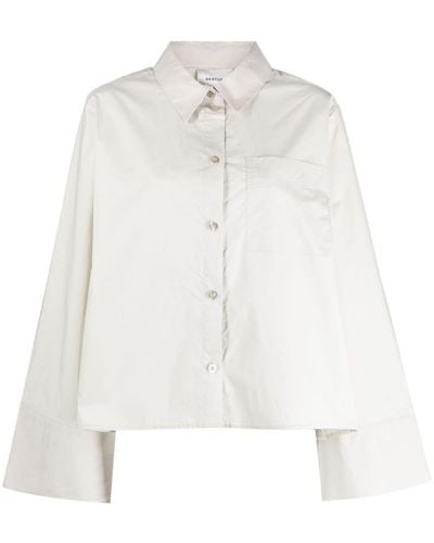 Gestuz Flared Button-up Cotton Shirt - White