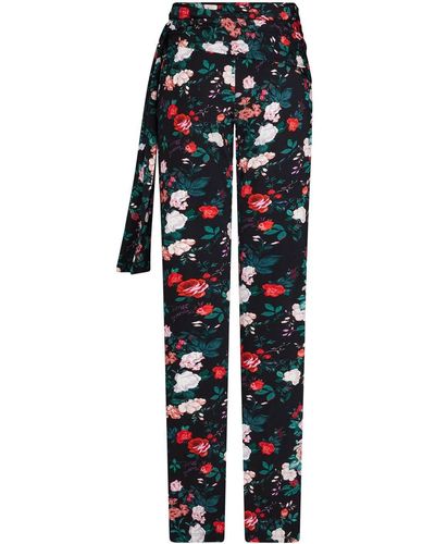 Rabanne Floral-print Straight Trousers - Black