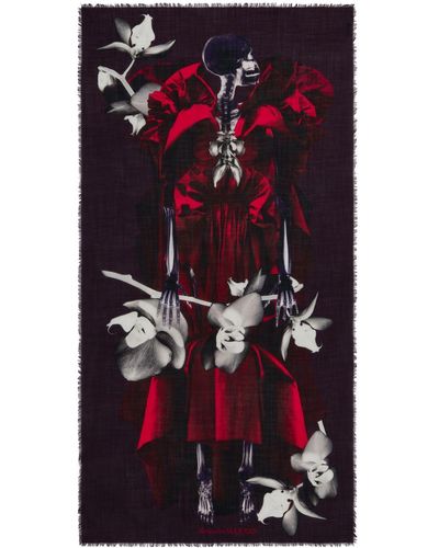 Alexander McQueen Fular con estampado Orchid Skeleton Dress - Multicolor