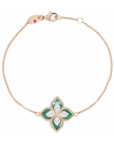 Roberto Coin 18kt Rose Gold Princess Flower Malachite And Diamond Bracelet - Pink
