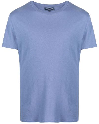 Frescobol Carioca Crew-neck Cotton-linen T-shirt - Blue