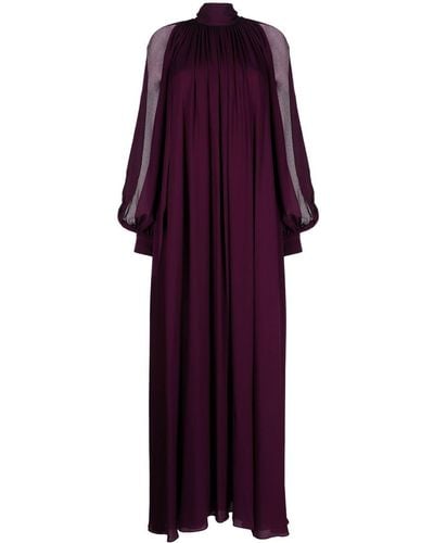 Elie Saab Pussy-bow Silk Gown - Purple