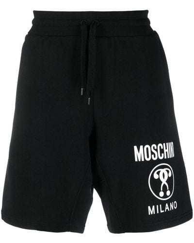 Moschino Pantalones cortos de chándal con motivo Double Question Mark - Negro