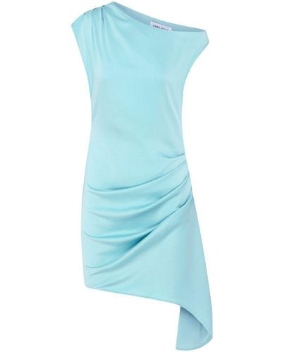 Anna Quan Robe courte Flora à design à une épaule - Bleu