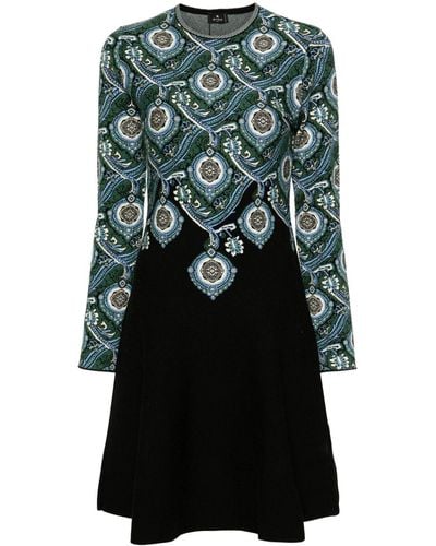 Etro Jacquard-pattern Knitted Dress - Green