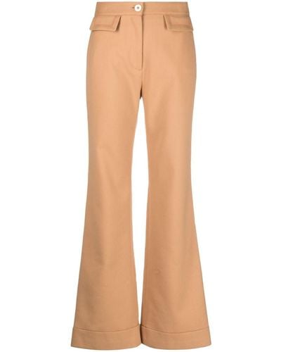 See By Chloé Cotton Blend Flared Trousers - Natural